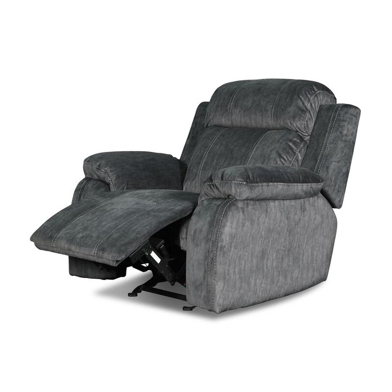 New Classic Furniture Furniture Tango Polyester Fabric Glider Recliner in Shadow Gray