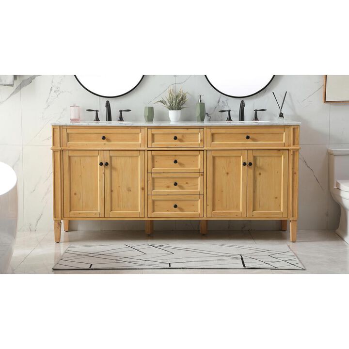 Elegant Kitchen and Bath 72 inch double bathroom vanity in natural wood