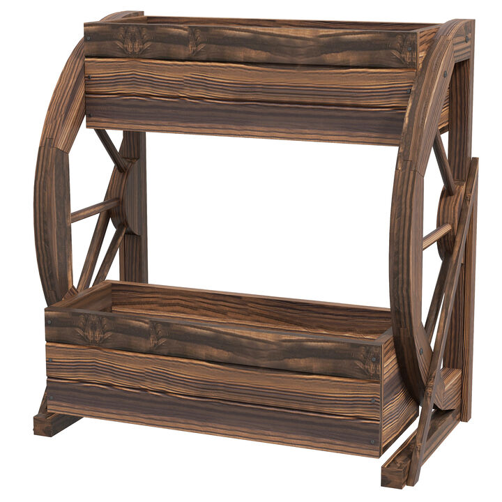 Hivvago Compact 2-Level Wooden Garden Planter