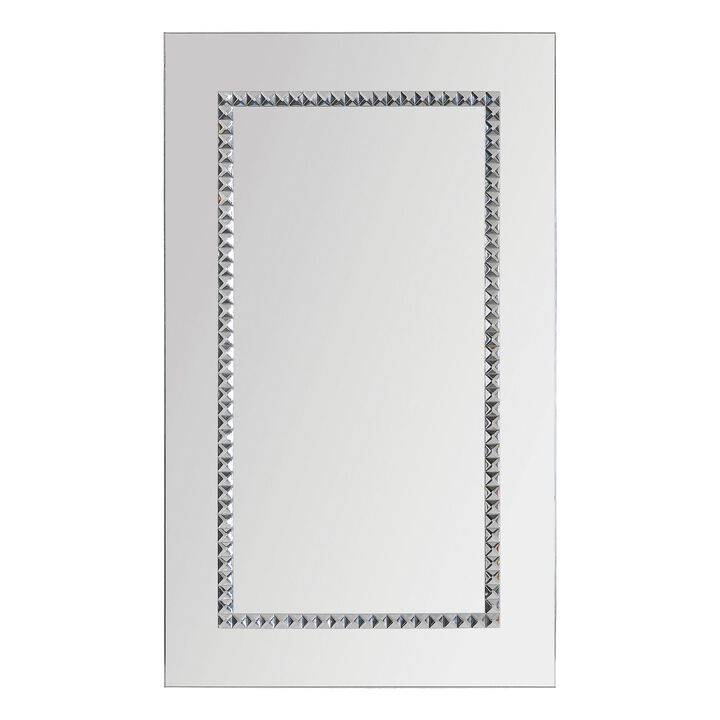 40" Silver Polished Embedded Jewels Framed Rectangular Wall Mirror