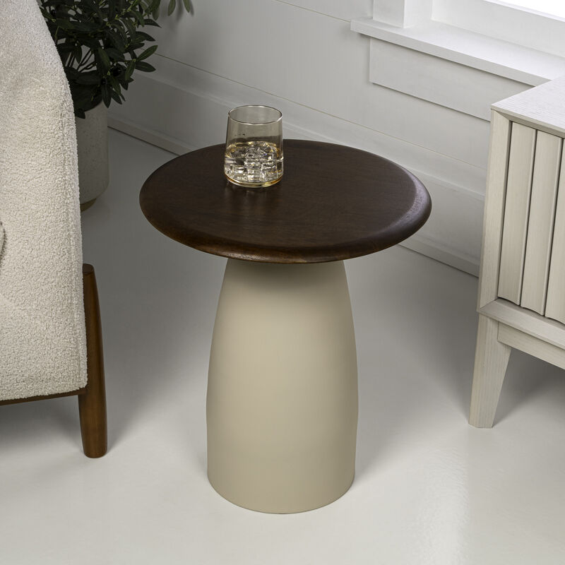 Otto 18" Modern Rustic Round Wood/Metal Accent Table