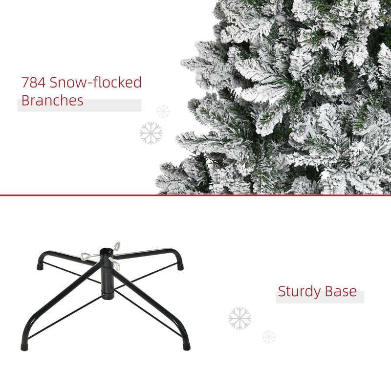 9ft Unlit Snow-Flocked Slim Pine Artificial Christmas Tree with Realistic Branches and 1084 Tips