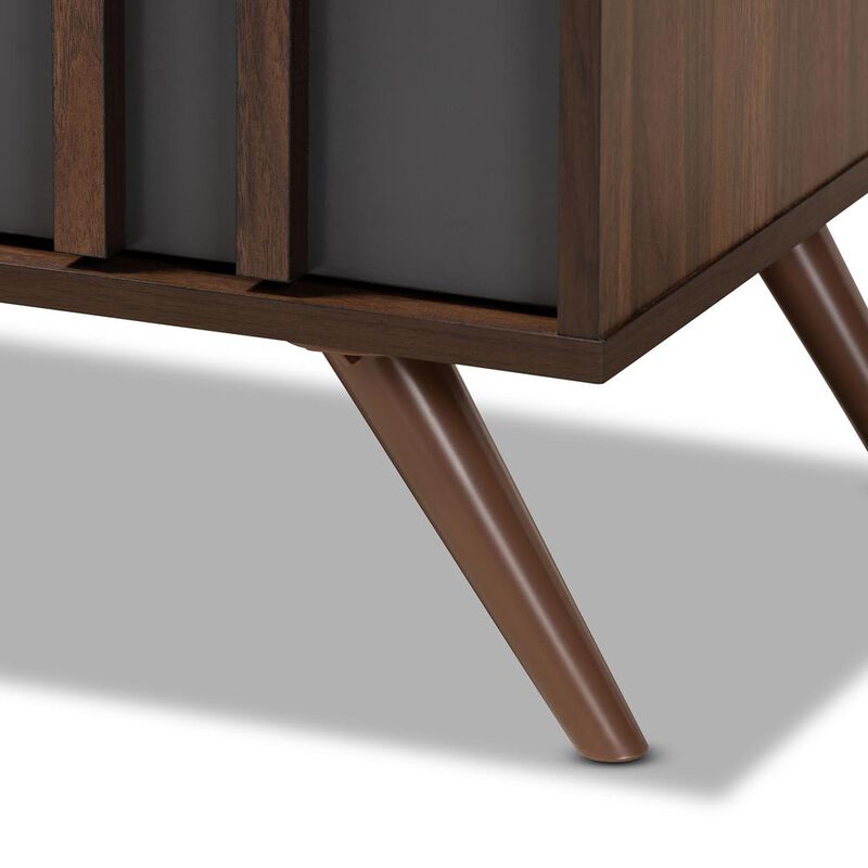 Baxton Studio Two-Tone Grey and Walnut Finished Wood 6-Drawer Bedroom Dresser