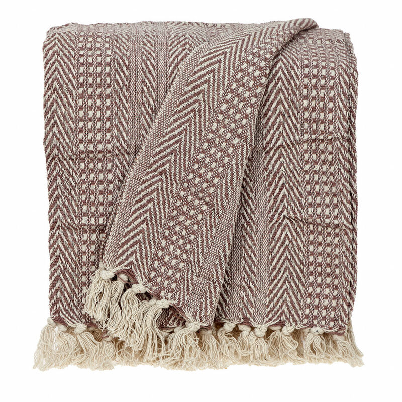 HomeRoots Brown and Beige Woven Herringbone Handloomed Throw image number 4
