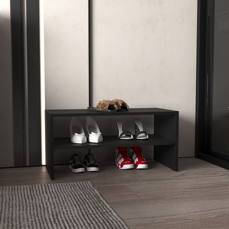 Ferry Shoe Rack 13.7" H, with 2 Shelves, White