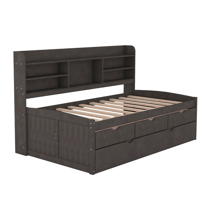 Venkad Twin Size Wooden Captain Bed