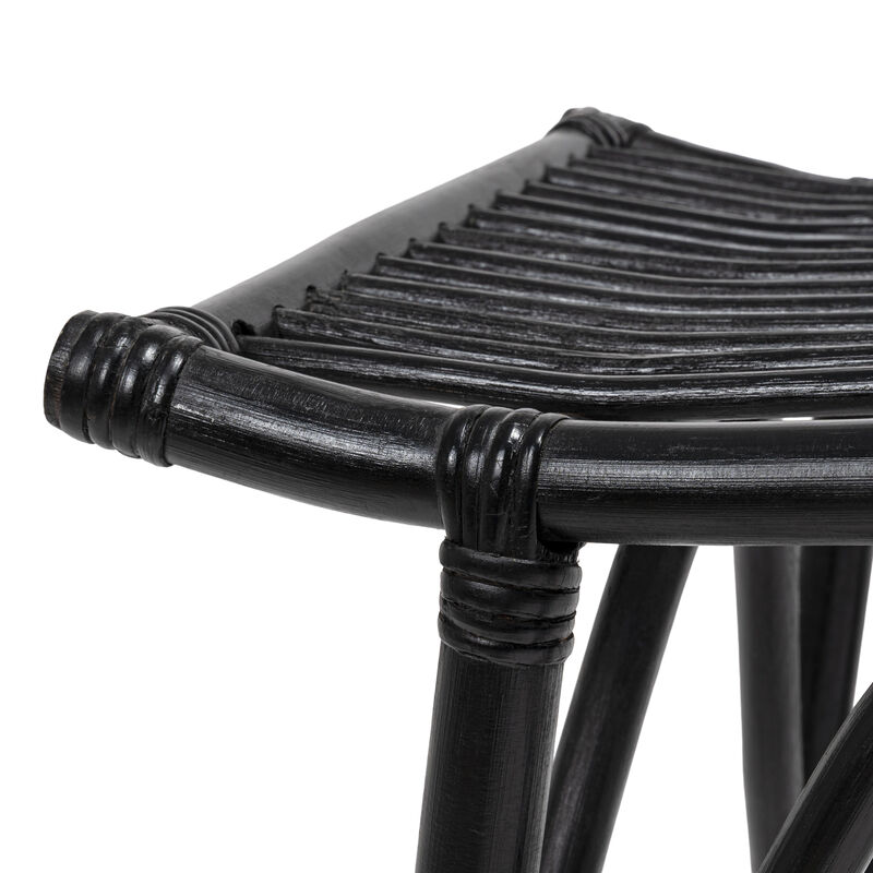Gabriel Modern Bohemian Handcrafted Rattan/Teak Wood Curved Seat Accent Stool image number 4