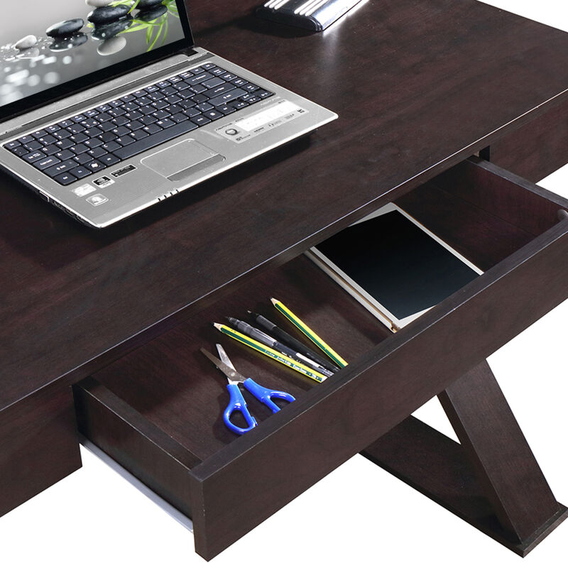 Trendy Writing Desk with Drawer, Espresso image number 6