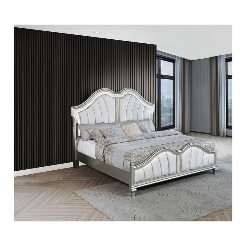 Best Quality Furniture Classic Silver Queen Panel Bed In Silver Color