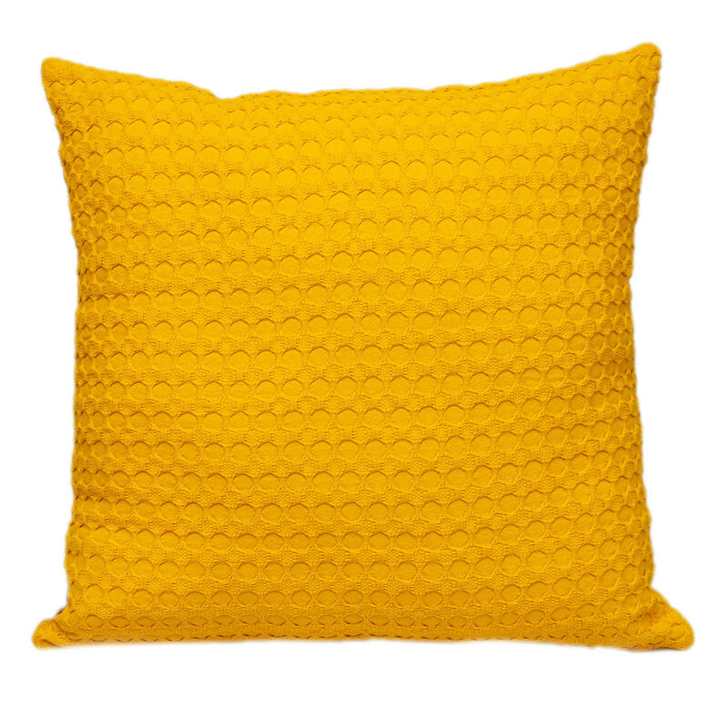 HomeRoots 20" Yellow Cotton Throw Pillow With Texture image number 0
