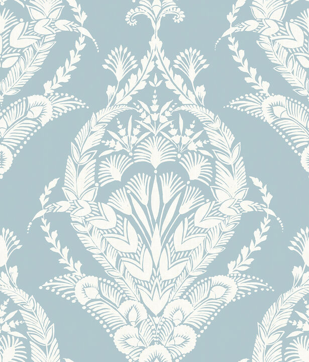 Arlie Light Blue Botanical Damask Wallpaper (Set of 2)