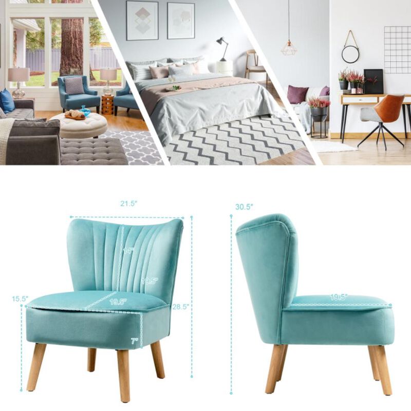 Hivvago Modern Armless Velvet Accent Chair with Wood Legs