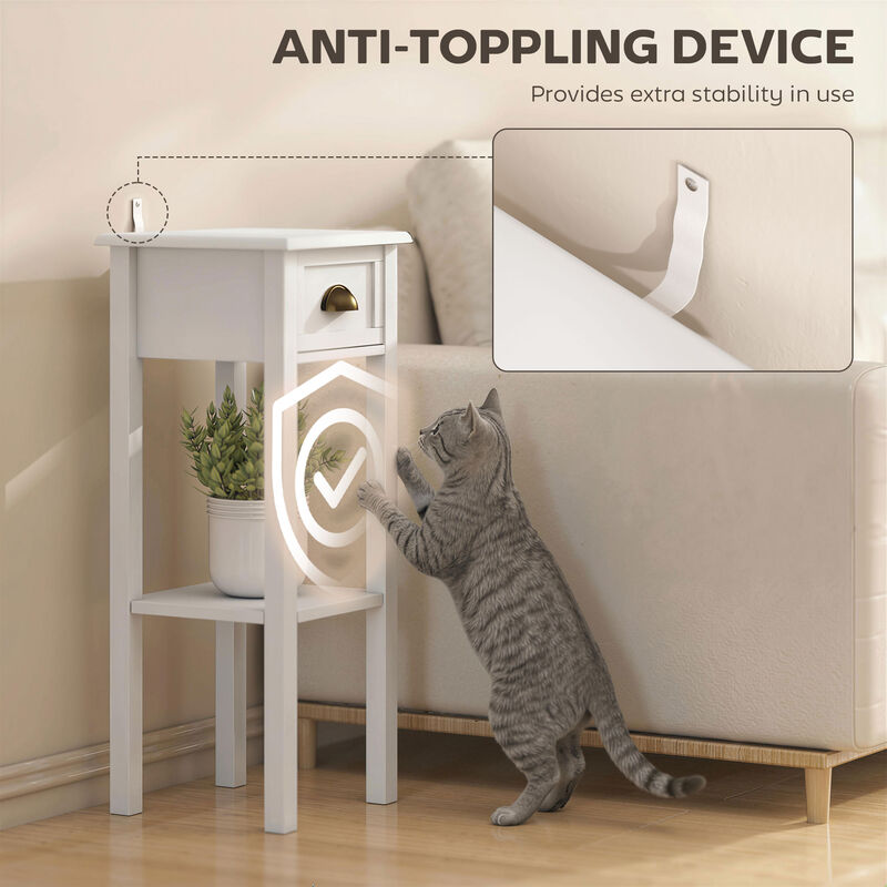 Hivvago 2-Tier Side Table with Drawer and Shelf for Living Room image number 6