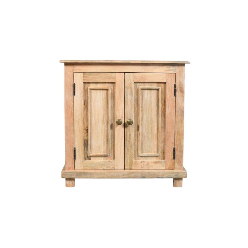 HomeRoots 28" Distressed Natural Solid Wood Nightstand With Storage image number 0