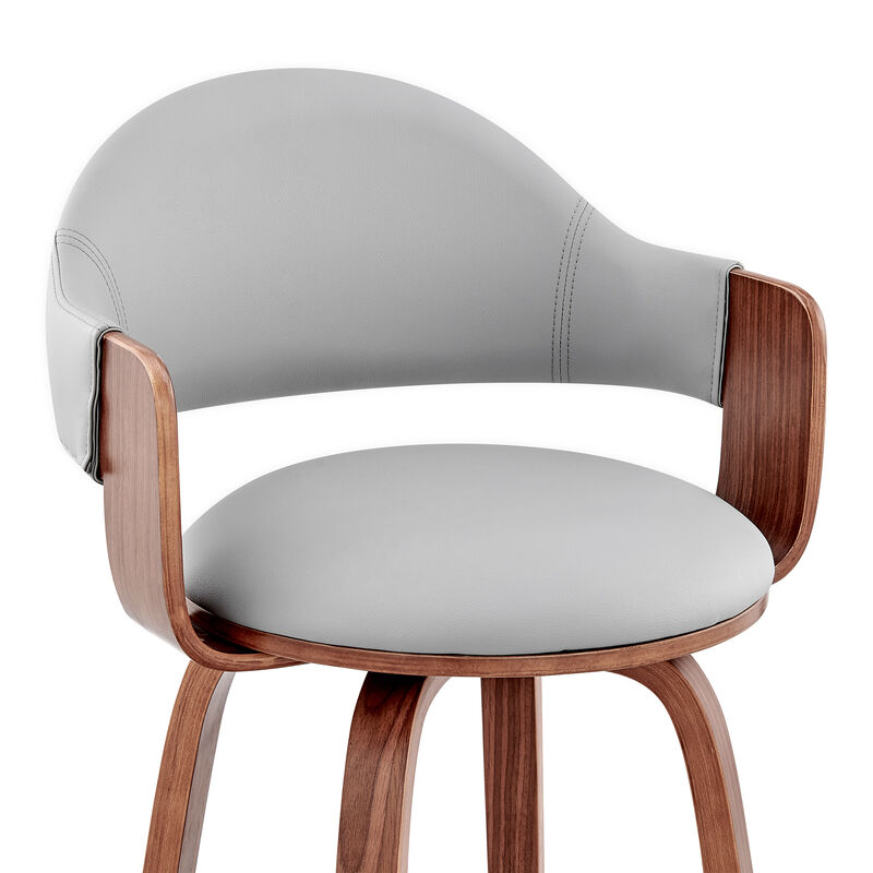 Daxton Gray Faux Leather and Walnut Wood Bar Stool image number 5