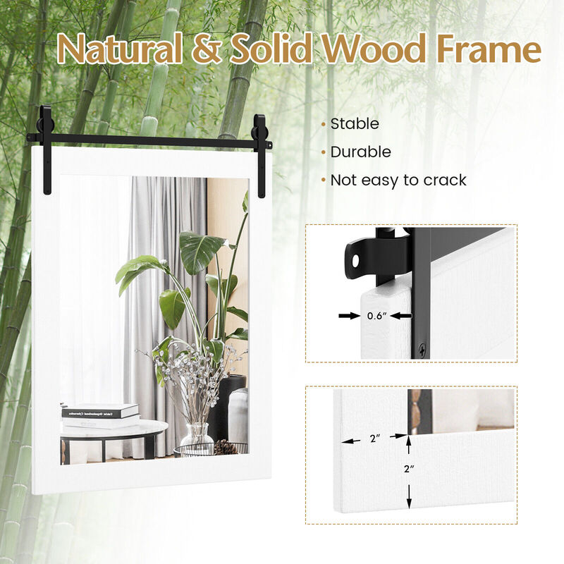 30 x 22 Inch Wall Mount Mirror with Wood Frame