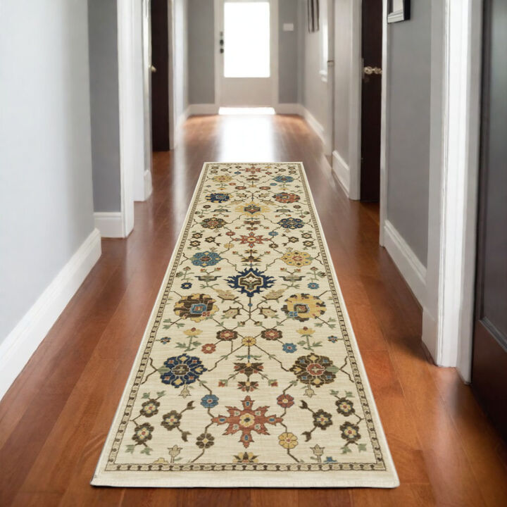 HomeRoots Oriental Area Rug With Fringe