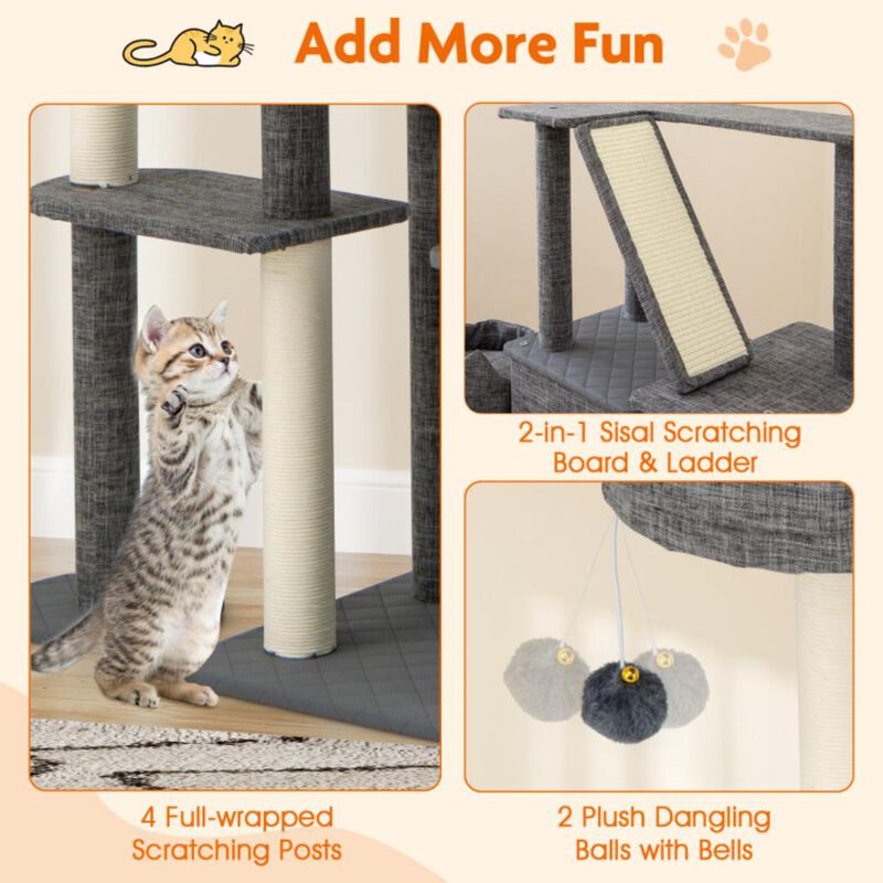Hivvago 71 Inch Tall Cat Tree Multi-Level Large Cat Tower with Scratching Posts