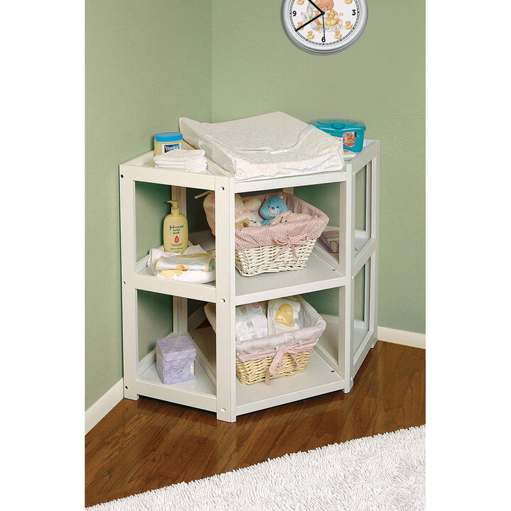 Badger Basket Co. Diaper Corner Baby Changing Table with Shelves
