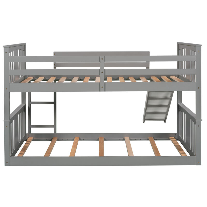 Whisen Twin Over Twin Bunk Bed with Slide and Ladder - Gray