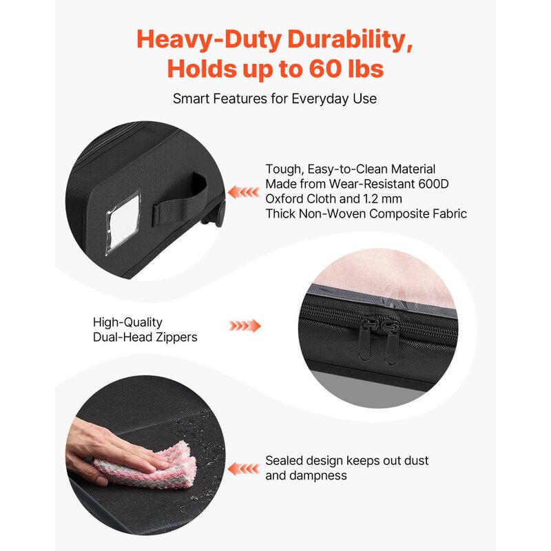 Set of 2 Under Bed Storage with Wheels, Clear Lid Rolling Bins for Clothes, Shoes, Blankets image number 3