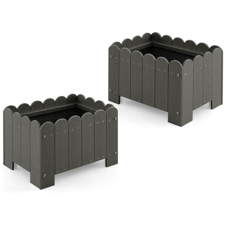 2 Pack Rectangular Planter Box with Drainage Gaps for Front Porch Garden Balcony