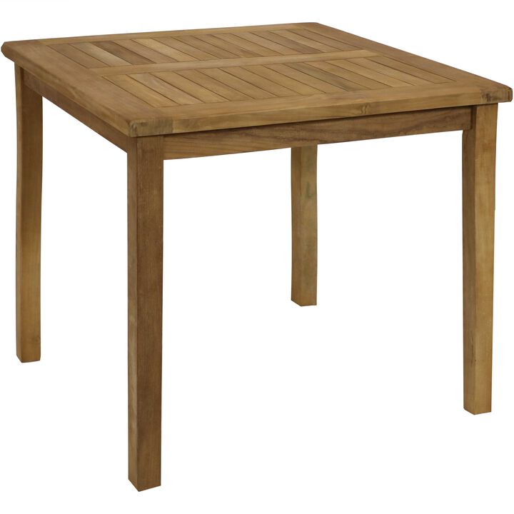 Sunnydaze 31.5 in Solid Teak Square Patio Dining Table