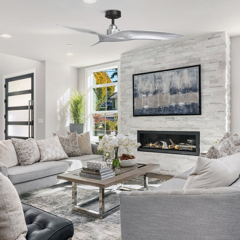 52 in. Silver Reversible 6-Speed Ceiling Fan with Remote without Light