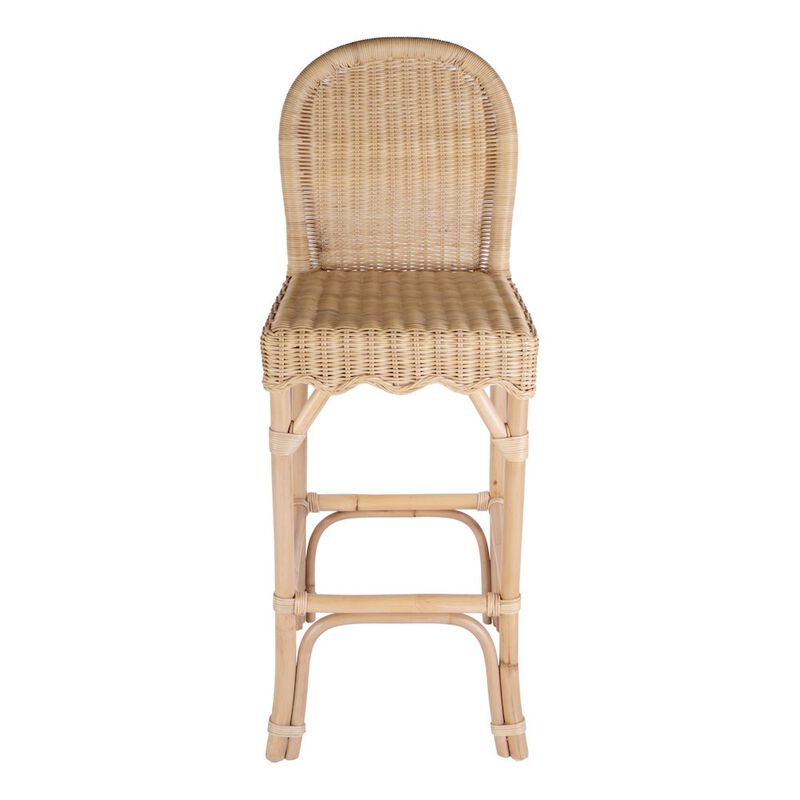 Butler Specialty Flora Rattan 30 Scalloped Edge Bar Stool, Light Brown