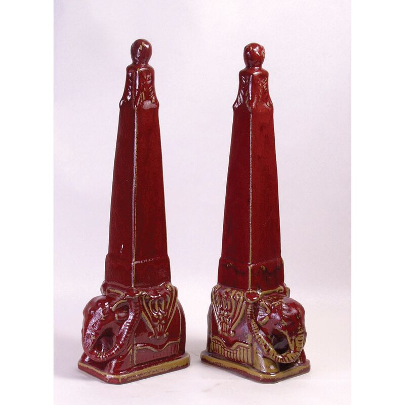 Aa Importing Red Elephant Finial Pair image number 0