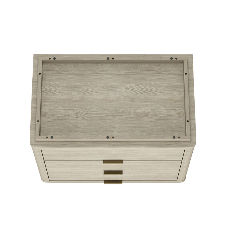 Evelyn Wide 3-Drawer Nightstands in Gray (Set of 2)