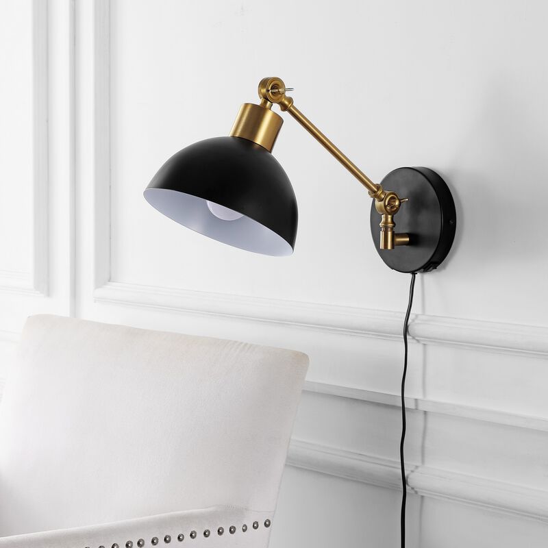 Lisa Swing Arm Modern Midcentury Iron USB Charging Port LED Sconce
