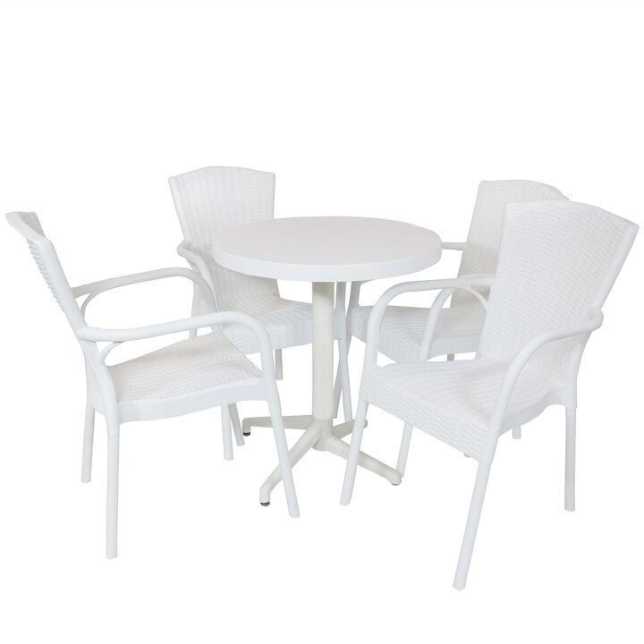 Sunnydaze Segesta Plastic 5-Piece Patio Dining Table and Chairs Set - White