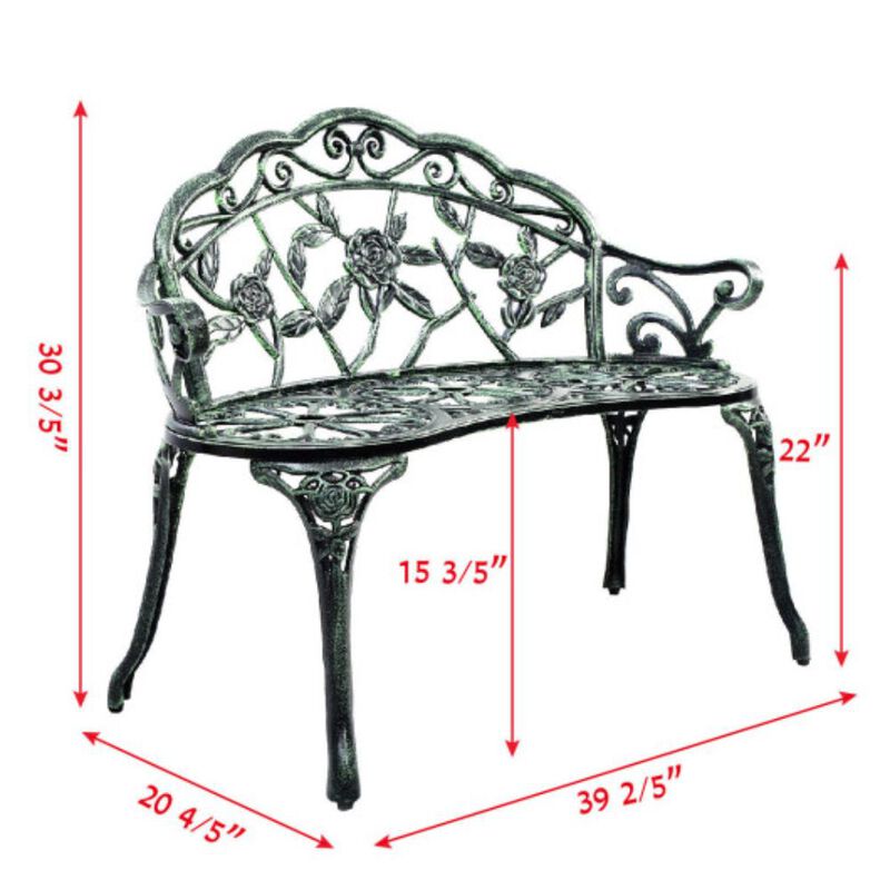 Aluminum Patio Outdoor Garden Bench Chair Loveseat Cast-Bronze