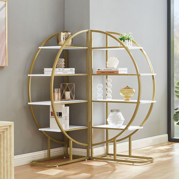 Merax 4 Tiers Golden Home Office Open Bookshelf Flexible Bookcase