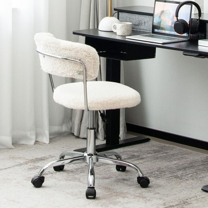 Hivvago Computer Desk Chair Adjustable Sherpa Office Chair Swivel Vanity Chair