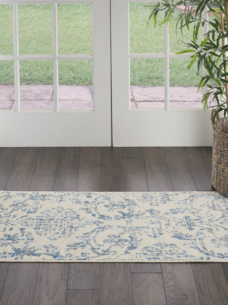 Jubilant JUB09 Ivory/Blue 2'3" x 7'3" Rug