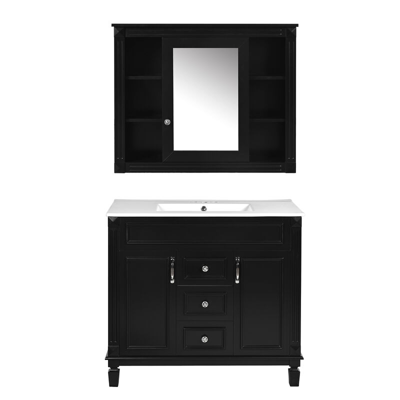 Merax Bathroom Vanity with Top Sink, Royal Blue Mirror Cabinet