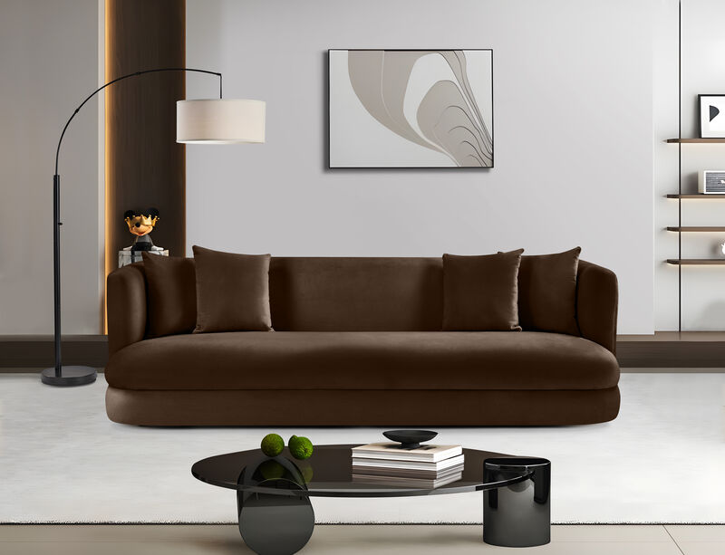Meridian Furniture Alder Brown Velvet Sofa image number 1