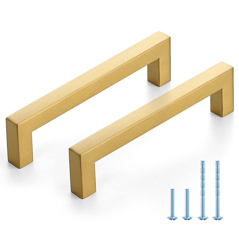 JOY DECOR 30 Pack Kitchen Cabinet Pulls with 5 Inch Hole Center, Brushed Brass Stainless Steel Cabinet Handles, Kitchen Drawer P