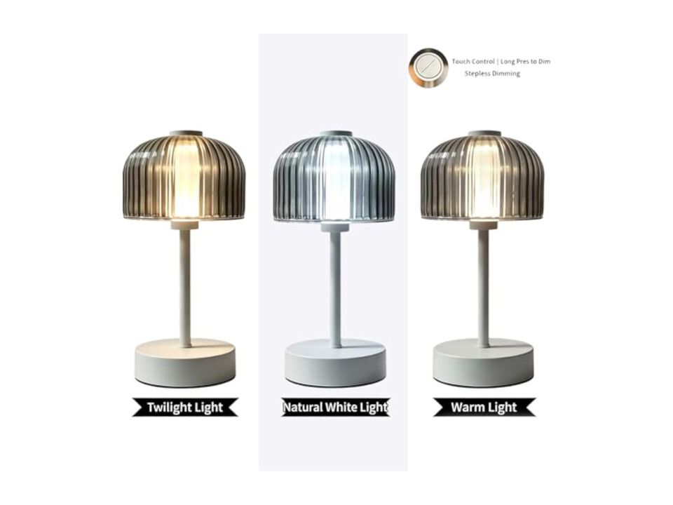 Touch Control LED Wireless Modern Glass Desk Lamp For Office Camping Gray