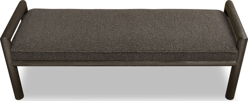 Dorsey Boucle Upholstered Wooden Bench in Basalt Grey and Pumpernickel