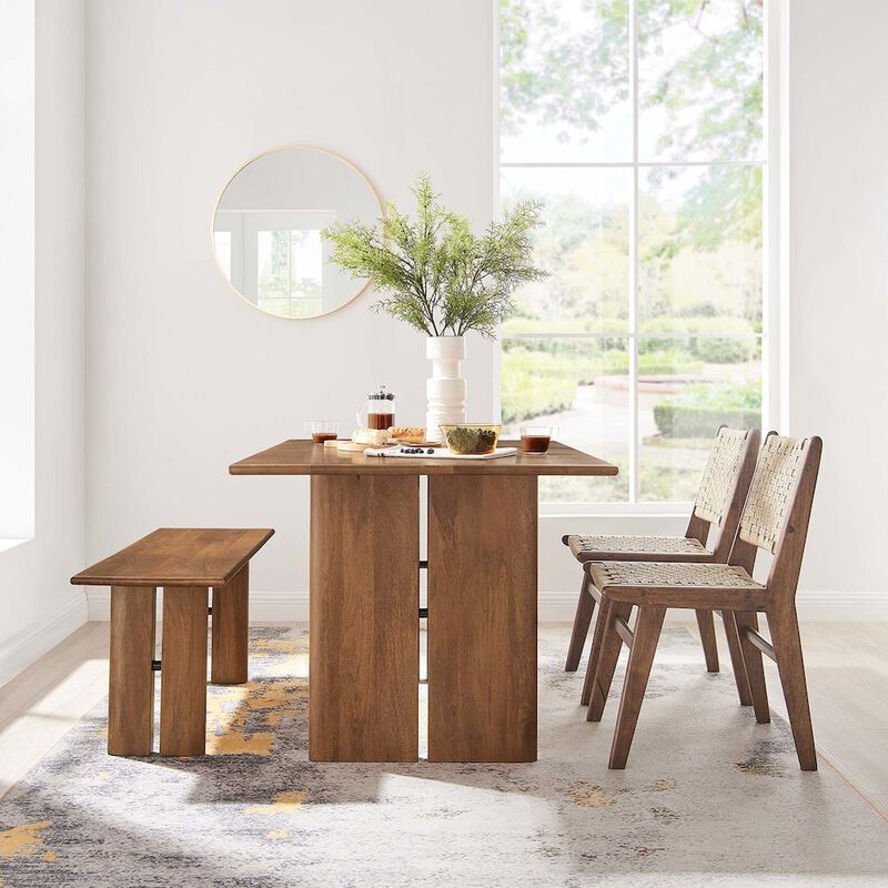Modway Amistad 60 Wood Dining Table and Bench Set