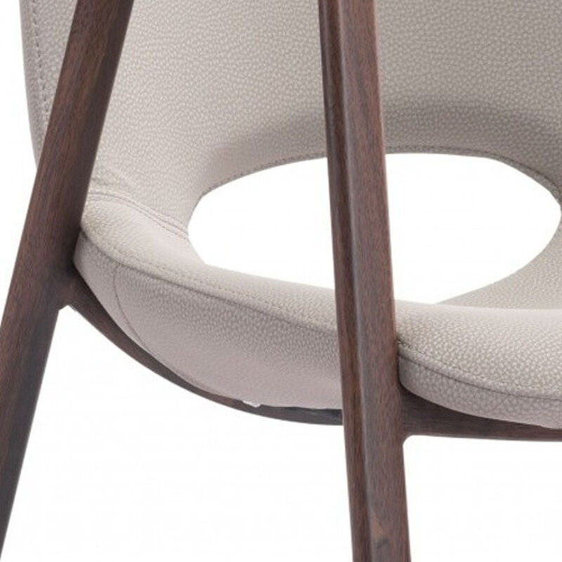 Set of Two Upholstered Faux Leather Dining Chairs with Armrests & Open Back image number 5