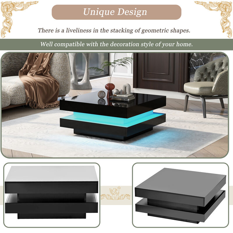 Merax 2-Tier Square Coffee Table