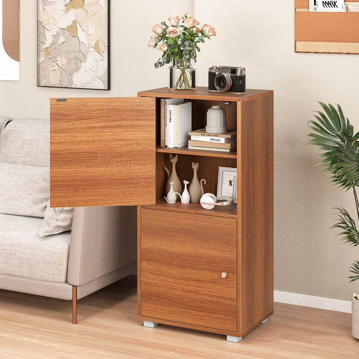 2-Tier Modern Nightstand with Drawer and Open Shelf for Bedroom Storage