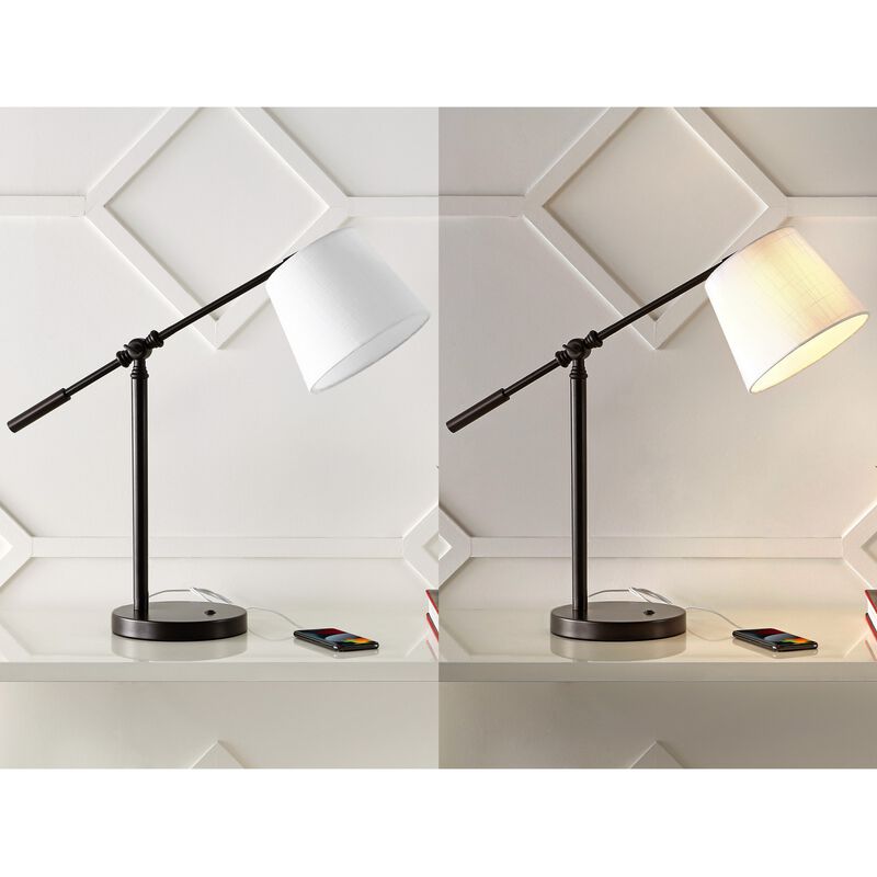Troy 24" Classic Contemporary Iron LED Task Lamp with USB Charging Port, Oil Rubbed Bronze