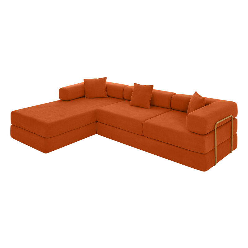 Merax Convertible Modular Corduroy Sectional Sofa Bed image number 0