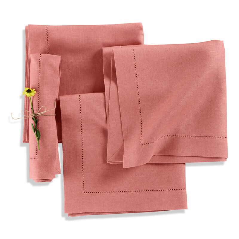 Solino Home 100% Pure Linen Dinner Napkins Set of 4 - Medium Weight Hemstitch