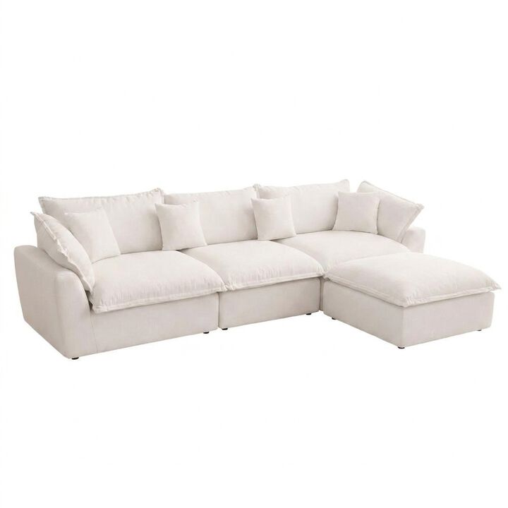 Vipbear 130 Inch Oversized Modular L Shaped Cloud Sectional Sofa with Movable Ottoman, Living Room